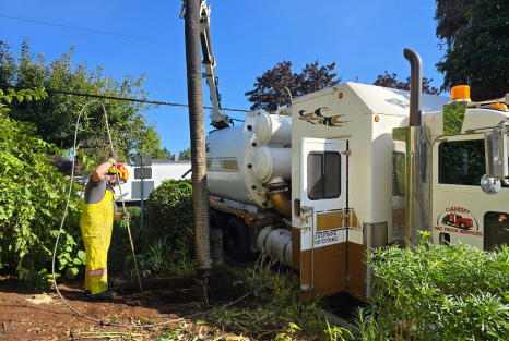 Clearset crew handling excavation and water line repair on a real service job.